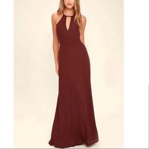 Lulu's Beauty and Grace burgundy
maxi dress